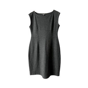 Eileen Fisher Charcoal Gray 100% Wool Crepe Sleeveless Dress SZ Petite M…